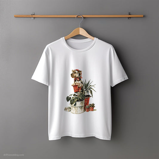 Yorkshire Terrier Admiring the Garden T-Shirt – Unisex Tee for Dog Lovers