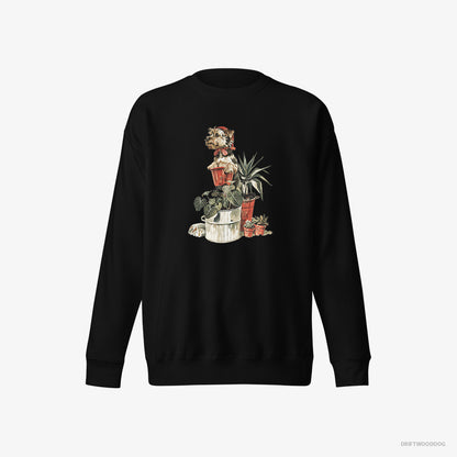 Yorkshire Terrier Admiring the Garden Black Sweatshirt