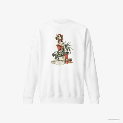 Yorkshire Terrier Admiring the Garden White Sweatshirt