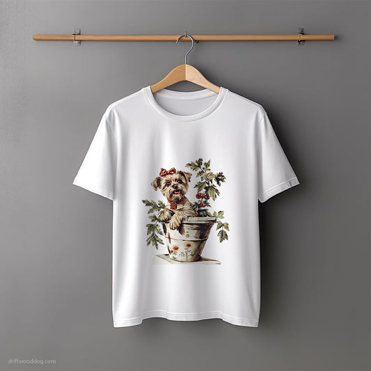 Yorkshire Terrier Hiding in the Flowerpot T-Shirt – Unisex Tee for Dog Lovers