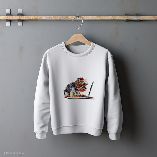 Yorkshire Terrier Working on a Computer Sweatshirt – Unisex Sweatshirt for Dog Lovers