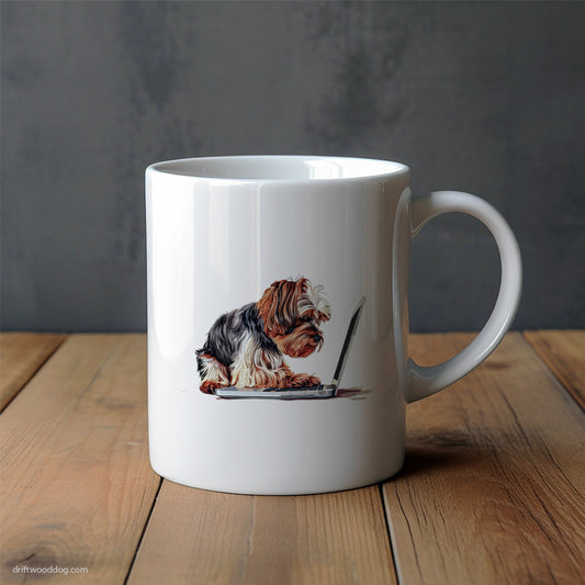 Yorkshire Terrier Working on a Computer Mug – Unique Dog Cups | Dog-Themed Mugs