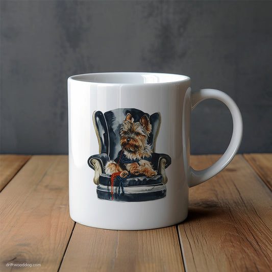 Yorkshire Terrier Knitting in a Chair Mug – Unique Dog Cups | Dog-Themed Mugs