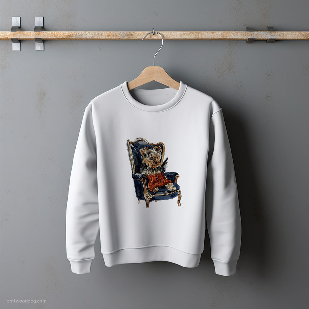 Yorkshire Terrier Knitting a Blanket Sweatshirt – Unisex Sweatshirt for Dog Lovers