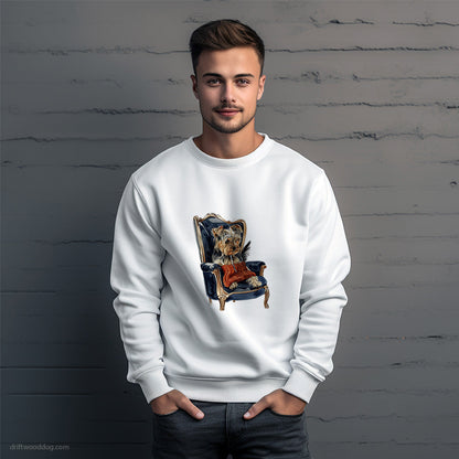 Yorkshire Terrier Knitting a Blanket Sweatshirt – Unique Dog Sweatshirt for Men