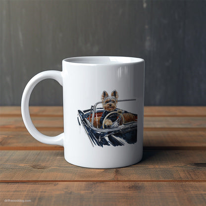 Yorkshire Terrier Cruising in a Vintage Car Mug – Cute Dog-Themed Mugs | Perfect Gifts for Dog Lovers