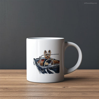 Yorkshire Terrier Cruising in a Vintage Car Mug – Custom Dog Mugs | Personalized Pet Mugs