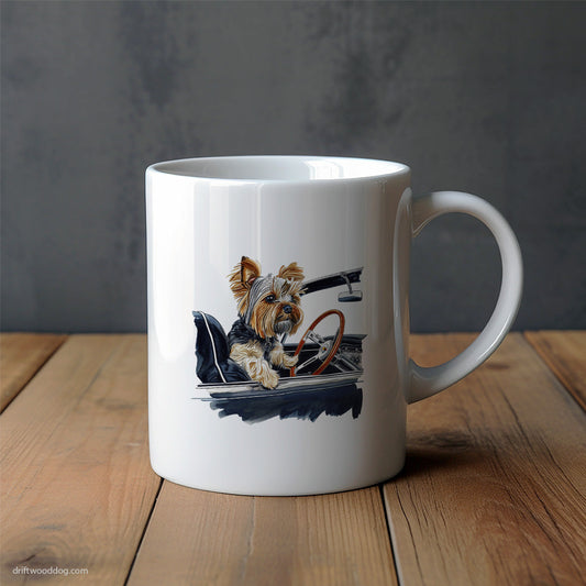 Yorkshire Terrier Driving a Classic Convertible Mug – Unique Dog Cups | Dog-Themed Mugs