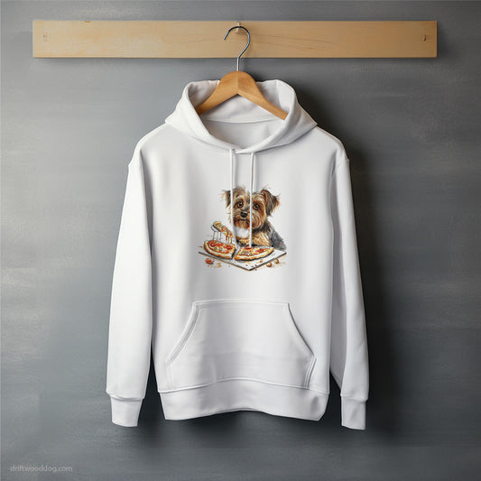 Yorkshire Terrier Eating a Slice of Pizza Hoodie – Unisex Hoodie for Dog Lovers