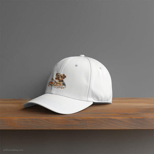 Yorkshire Terrier Eating a Slice of Pizza Hat – Unisex Hat for Dog Owners