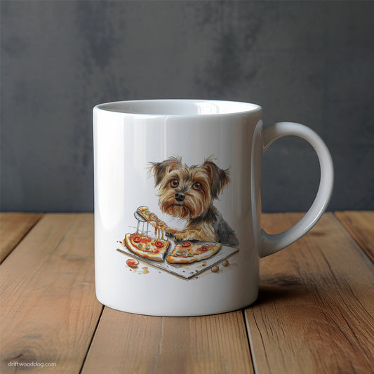 Yorkshire Terrier Eating a Slice of Pizza Mug – Unique Dog Cups | Dog-Themed Mugs