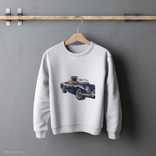 Pug Riding in a Sports Car Sweatshirt – Unisex Sweatshirt for Dog Lovers