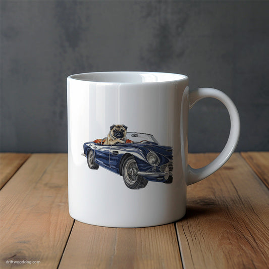 Pug Riding in a Sports Car Mug – Unique Dog Cups | Dog-Themed Mugs