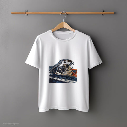 Pug in a Retro Roadster T-Shirt – Unisex Tee for Dog Lovers