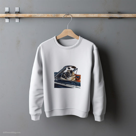 Pug in a Retro Roadster Sweatshirt – Unisex Sweatshirt for Dog Lovers