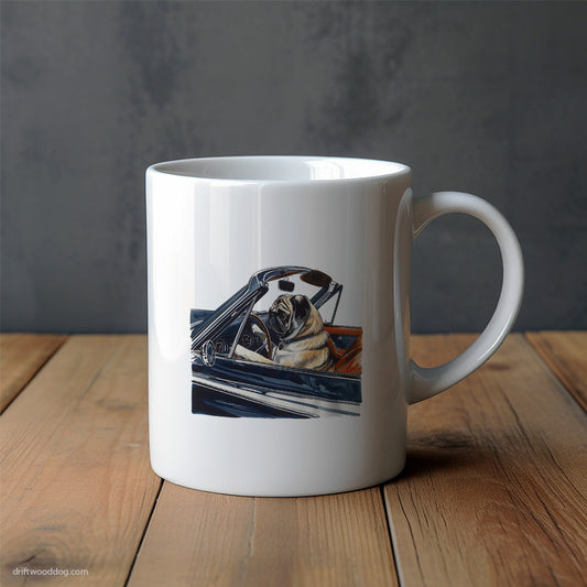 Pug in a Retro Roadster Mug – Unique Dog Cups | Dog-Themed Mugs