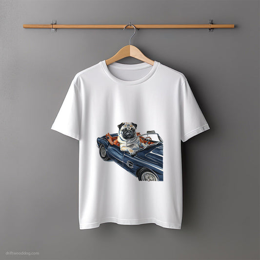 Pug Enjoying a Convertible Ride T-Shirt – Unisex Tee for Dog Lovers