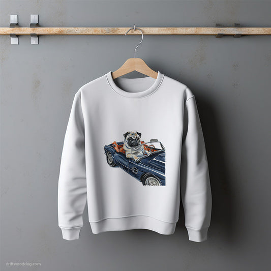 Pug Enjoying a Convertible Ride Sweatshirt – Unisex Sweatshirt for Dog Lovers