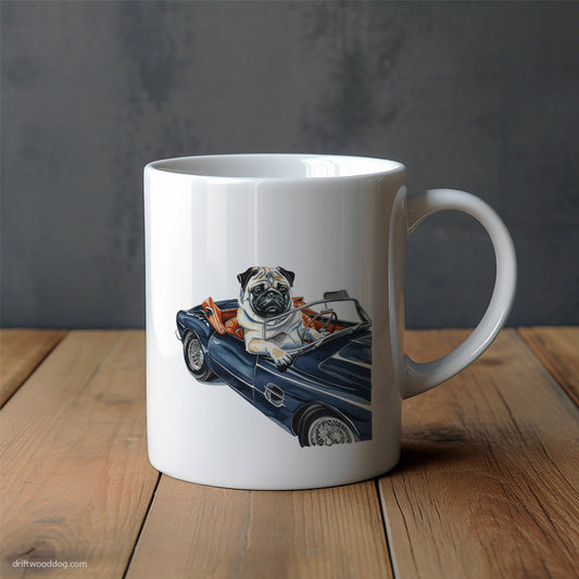 Pug Enjoying a Convertible Ride Mug – Unique Dog Cups | Dog-Themed Mugs