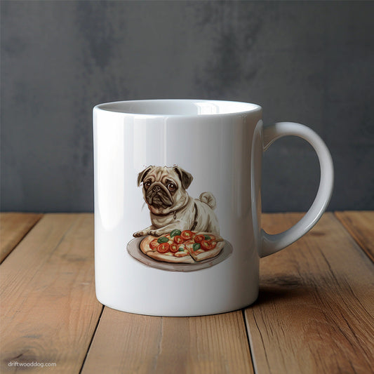 Pug Reaching for a Slice of Pizza Mug – Unique Dog Cups | Dog-Themed Mugs