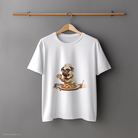 Pug Holding a Pizza T-Shirt – Unisex Tee for Dog Lovers