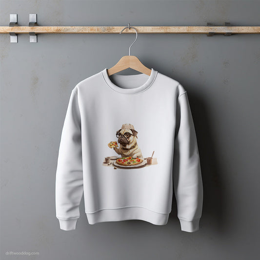 Pug Holding a Pizza Sweatshirt – Unisex Sweatshirt for Dog Lovers