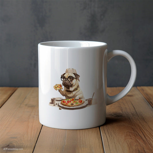 Pug Holding a Pizza Mug – Unique Dog Cups | Dog-Themed Mugs