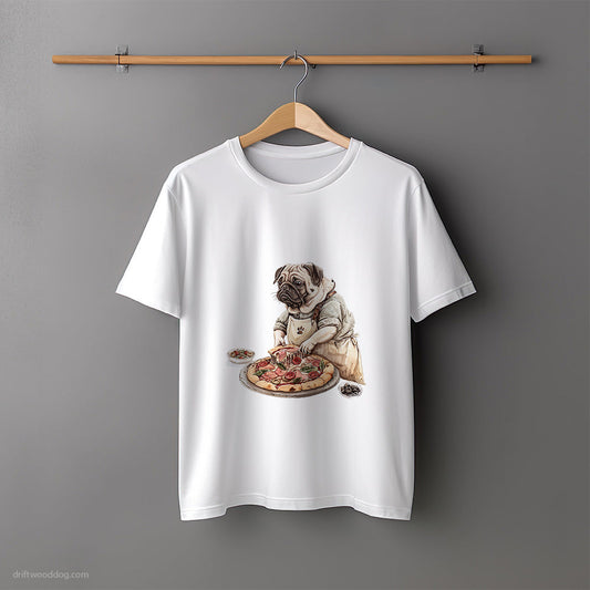 Pug Cooking Pizza T-Shirt – Unisex Tee for Dog Lovers