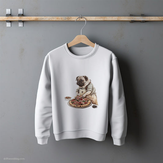 Pug Cooking Pizza Sweatshirt – Unisex Sweatshirt for Dog Lovers