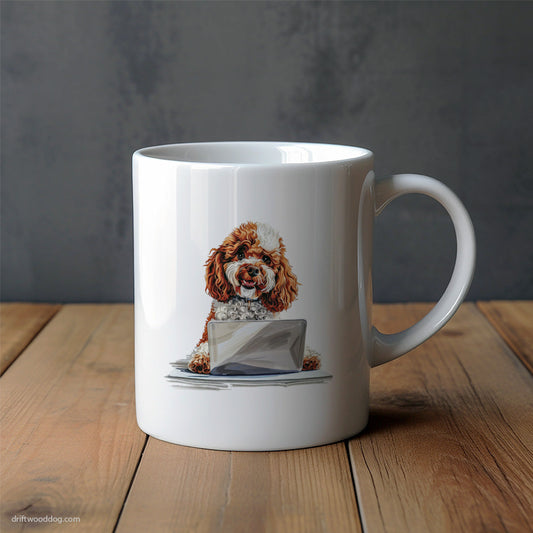 Poodle Coding on a Laptop Mug – Unique Dog Cups | Dog-Themed Mugs