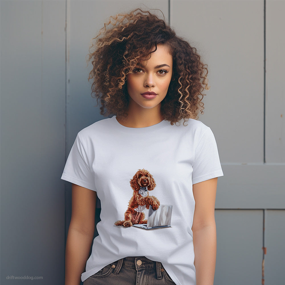 Poodle Managing Projects on a Computer T-Shirt – Dog T-Shirt for Women