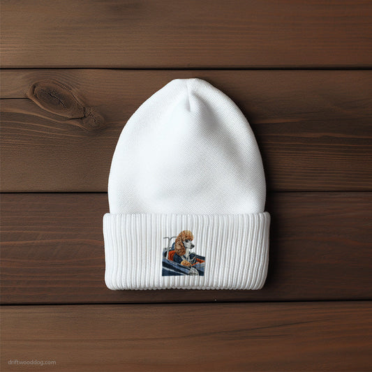 Poodle Speeding in a Vintage Coupe Beanie – Unisex Beanie for Dog Lovers