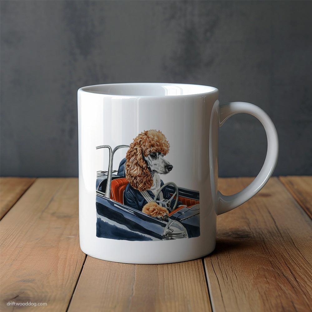 Poodle Speeding in a Vintage Coupe Mug – Unique Dog Cups | Dog-Themed Mugs