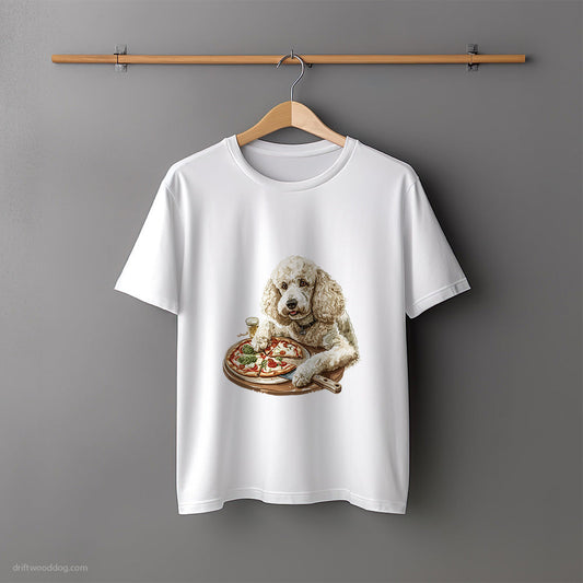 Poodle Guarding a Pizza from Others T-Shirt – Unisex Tee for Dog Lovers