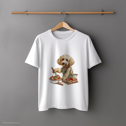 Poodle Slicing a Pizza with a Cutter T-Shirt – Unisex Tee for Dog Lovers