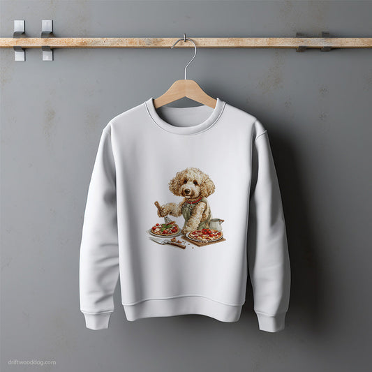 Poodle Slicing a Pizza with a Cutter Sweatshirt – Unisex Sweatshirt for Dog Lovers