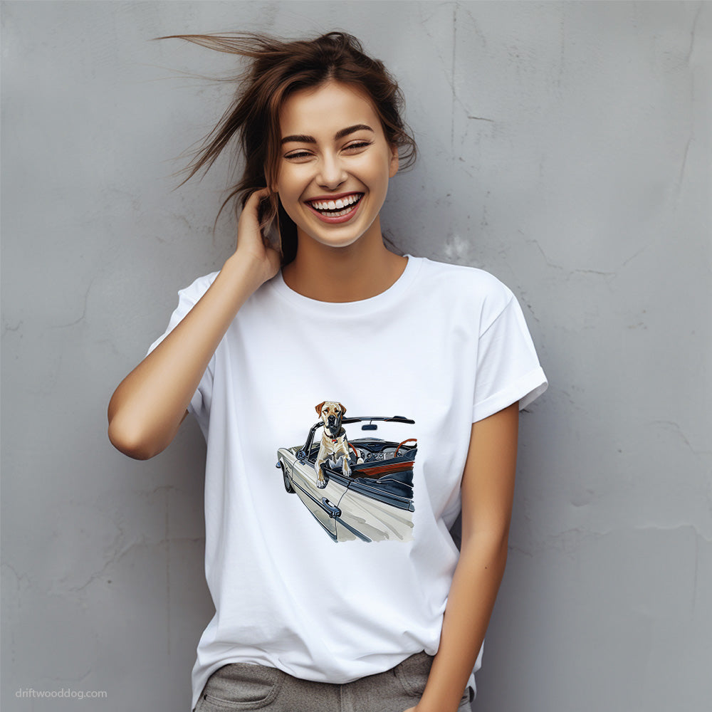 Labrador Retriever Riding in a Classic Car T-Shirt – Custom Dog T-Shirts for Women