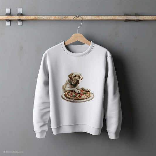 Labrador Retriever Waiting Patiently for Pizza Sweatshirt – Unisex Sweatshirt for Dog Lovers