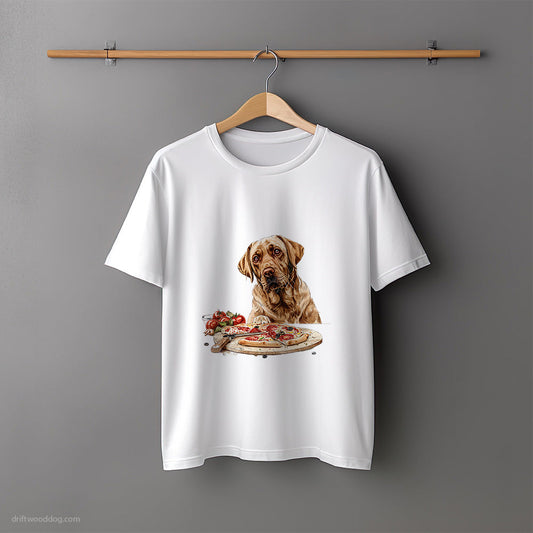 Labrador Retriever Dreaming of Pizza T-Shirt – Unisex Tee for Dog Lovers