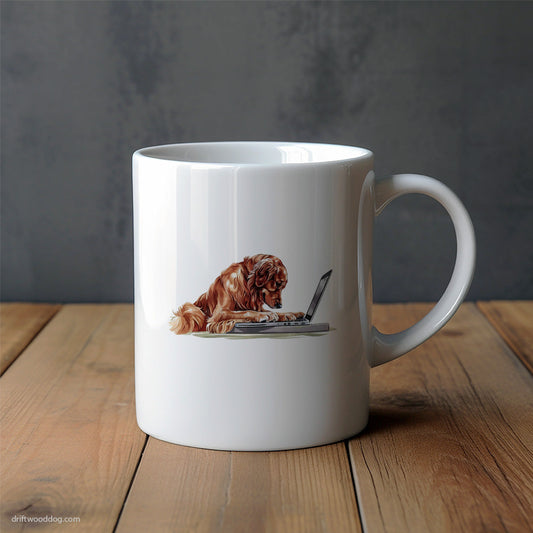 Golden Retriever Building Websites on a Laptop Mug – Unique Dog Cups | Dog-Themed Mugs