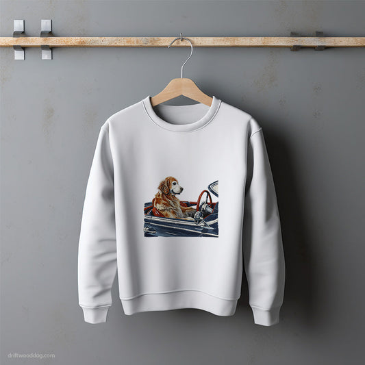 Golden Retriever Zooming in a Sports Car Sweatshirt – Unisex Sweatshirt for Dog Lovers