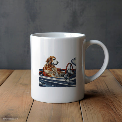 Golden Retriever Zooming in a Sports Car Mug – Unique Dog Cups | Dog-Themed Mugs