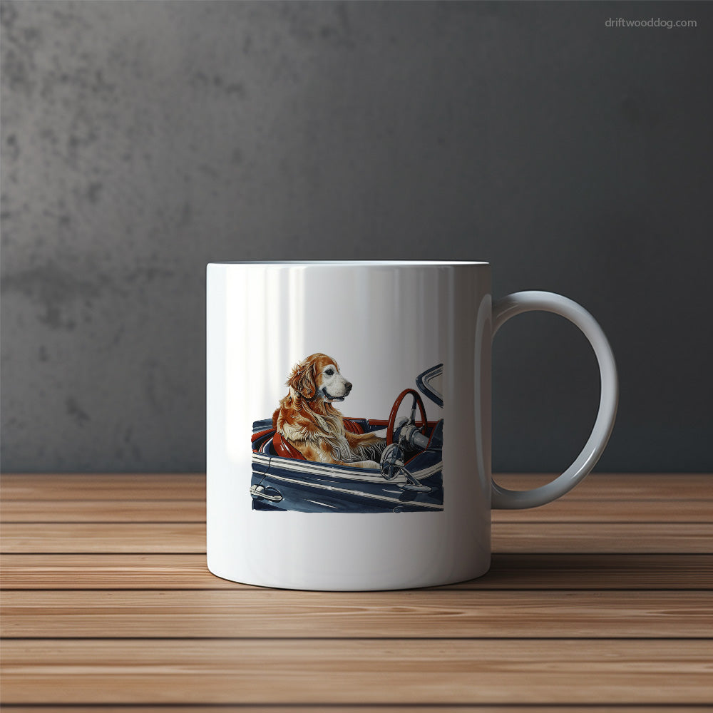 Golden Retriever Zooming in a Sports Car Mug – Funny Dog Coffee Mugs | Quirky Canine Drinkware