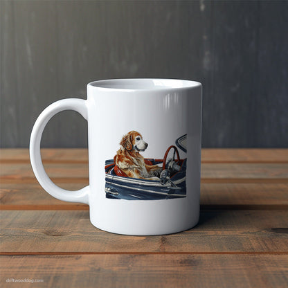 Golden Retriever Zooming in a Sports Car Mug – Cute Dog-Themed Mugs | Perfect Gifts for Dog Lovers