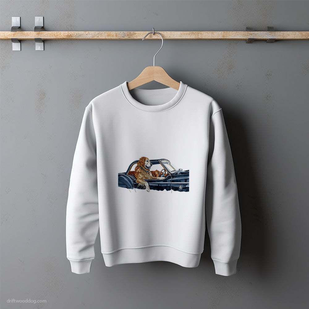 Golden Retriever Cruising in a Retro Convertible Sweatshirt – Unisex Sweatshirt for Dog Lovers