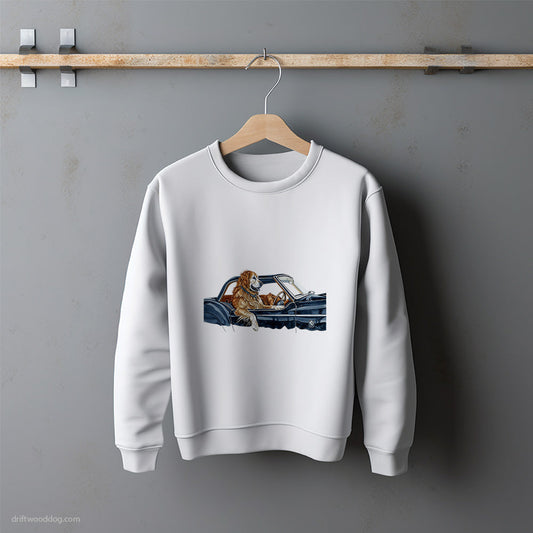 Golden Retriever Cruising in a Retro Convertible Sweatshirt – Unisex Sweatshirt for Dog Lovers