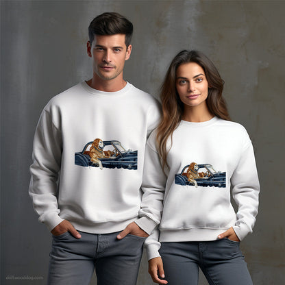 Golden Retriever Cruising in a Retro Convertible Sweatshirt – Unisex Sweatshirt for Dog Owners