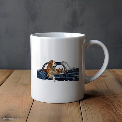 Golden Retriever Cruising in a Retro Convertible Mug – Unique Dog Cups | Dog-Themed Mugs