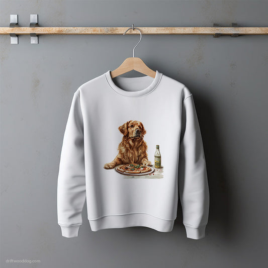 Golden Retriever Begging for a Slice of Pizza Sweatshirt – Unisex Sweatshirt for Dog Lovers