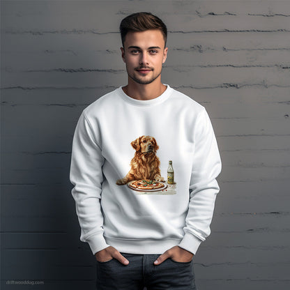 Golden Retriever Begging for a Slice of Pizza Sweatshirt – Unique Dog Sweatshirt for Men